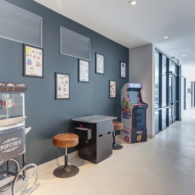 Station 250 modern interior corridor with contemporary lighting, clean lines, and professional design Mundelein IL